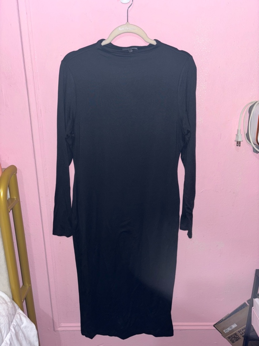 Fashion Nova Black Long-Sleeve Midi Bodycon Dress